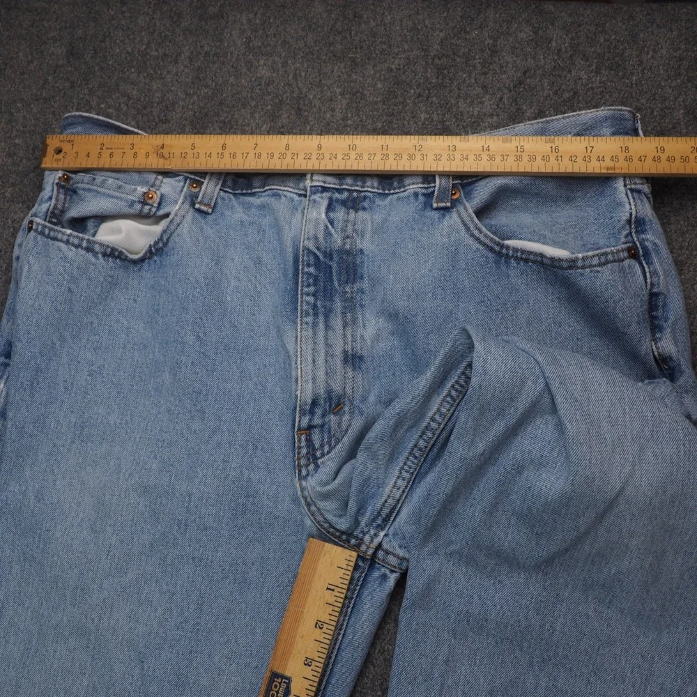 Levi's Jeans Mens 40x30 550 Light Blue Solid Distressed Frayed Grunge Retro
